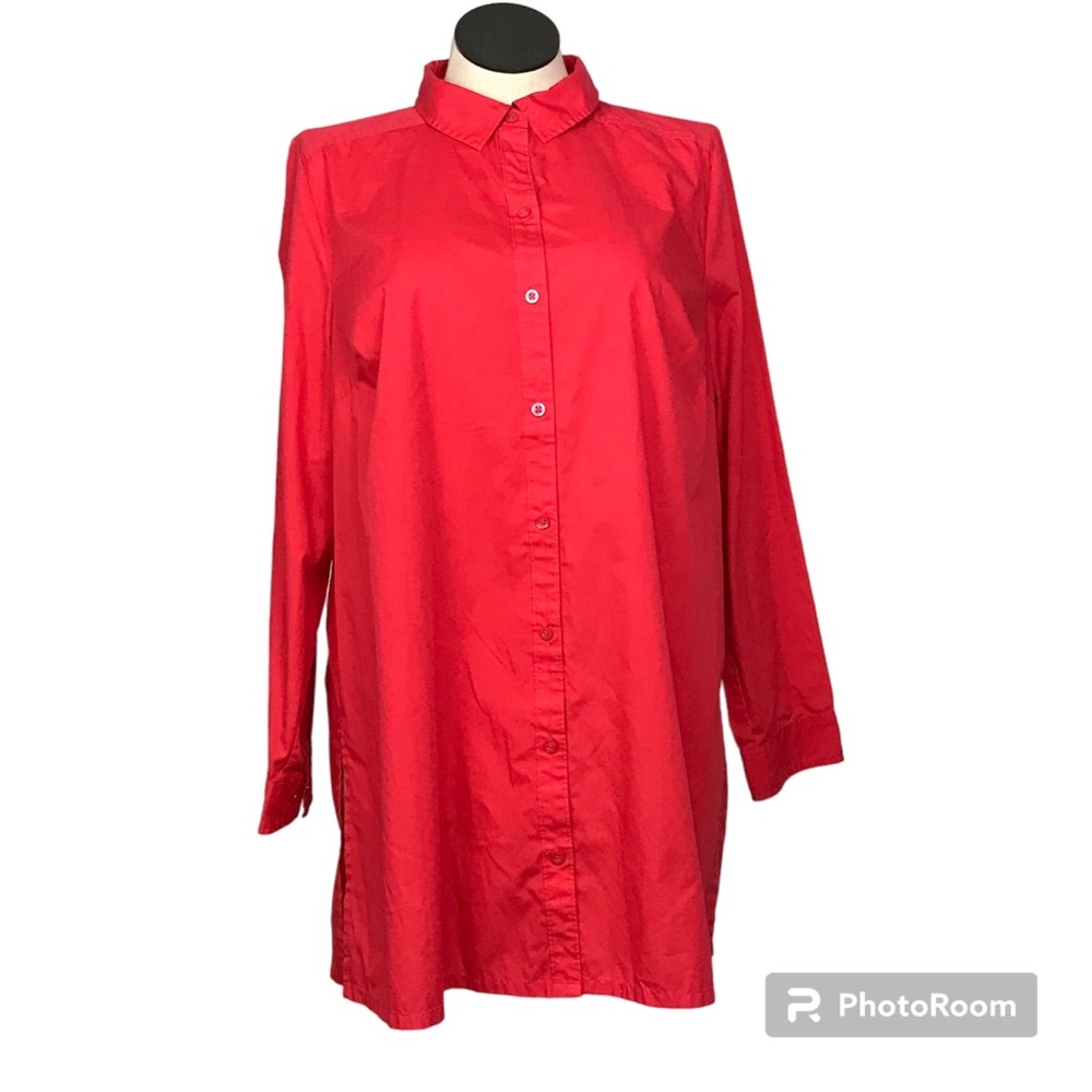 Roaman’s Button Up Shirt Women’s Size 20W Color Red Long Sleeve Collared Neck.